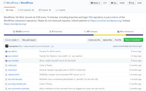 GitHub上的WordPress代码